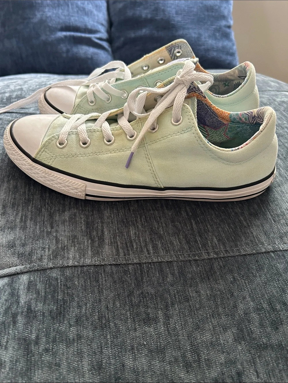 Converse All Star Low Top Sneakers in Mint Green and White